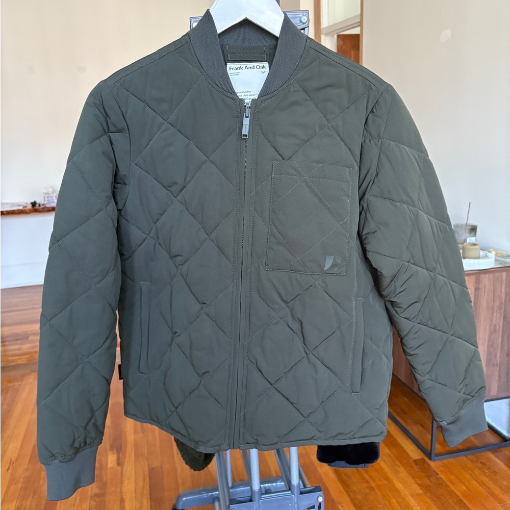 Frank & Oak Quilted Bomber Jacket - Olive